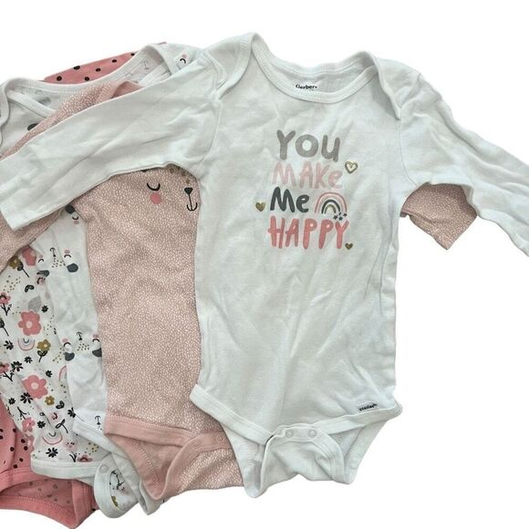 Lot of 5 Gerber Baby Mixed Print Onesie Bodysuit Size 12 Months Multi-Color - Picture 2 of 6